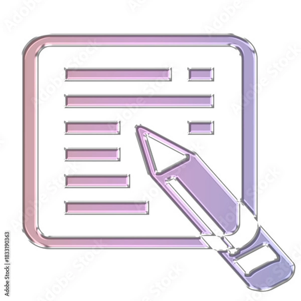 Obraz Note icon isolated on transparent background, representing a document with a pencil for editing