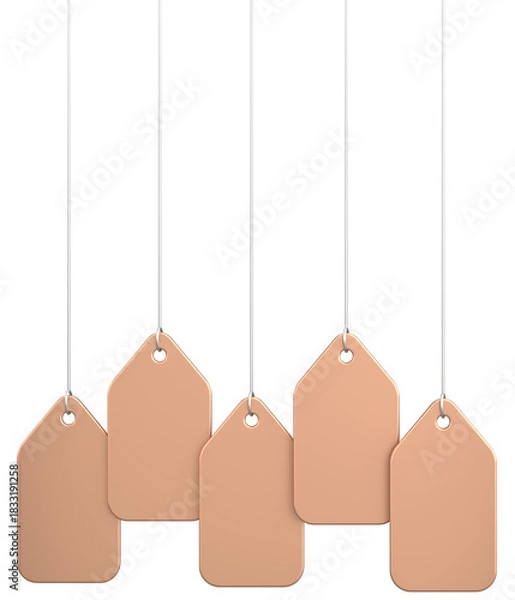 Obraz Empty Hanging Tag. 3D Illustration.