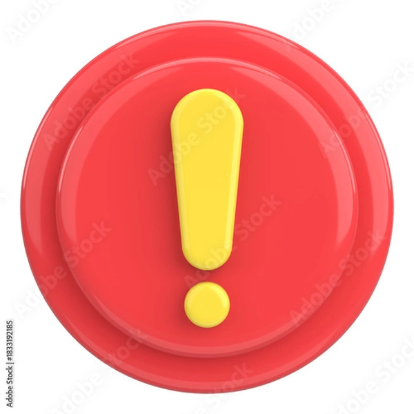 Obraz Warning sign. Exclamation mark. 3D illustration.