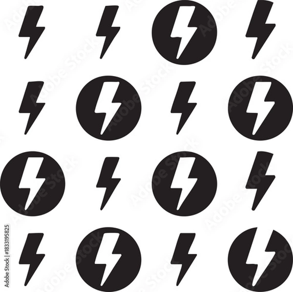 Fototapeta Thunder and flash icon set