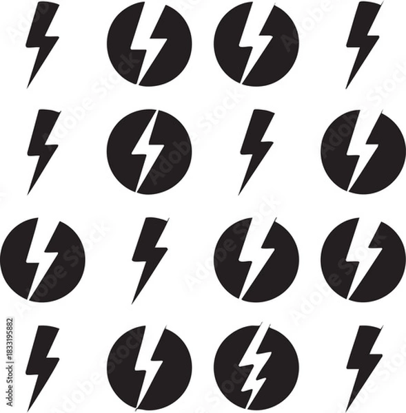 Fototapeta Thunder and flash icon set