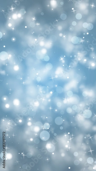 Obraz Blue Background with Sparkles Vertical. Blue background with white particles and stars, vertical resolution.
