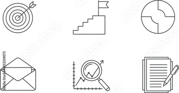 Fototapeta Business strategy, analytics, and communication line icons set