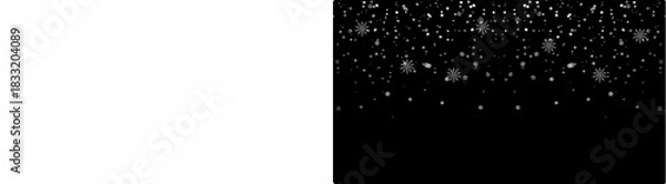 Fototapeta PNG image of Winter snowfall background with falling snowflakes and snow particles on a black backdrop for festive season designs and christmas holiday themed projects on transparent background