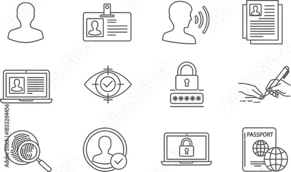 Fototapeta Identity, security and personal data icons set. account access