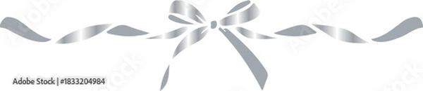 Obraz decorative bow with ribbon on both sides with silver gradient, for holiday designs, invitations, flyers or decorative frames