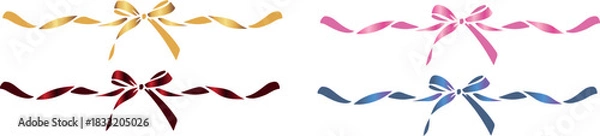 Obraz set of decorative bows with ribbons with multi-colored gradients, for holiday designs, invitations, flyers or decorative frames