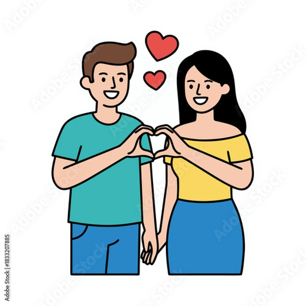 Obraz Loving Couple Forming Heart Shape with Hands Above Airplane Seats Expressing Affection and Connection Romantic Travel Experience
