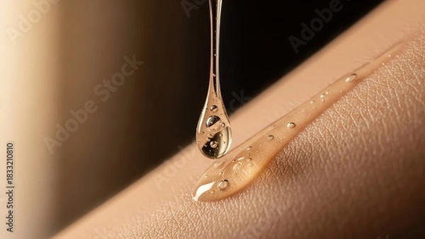 Fototapeta Liquid drop falling on skin