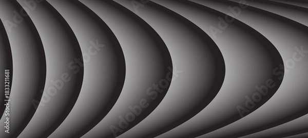 Obraz Abstract grayscale background with repeating curved, layered, and shadowed threedimensional wave pattern