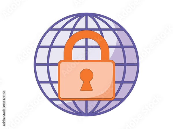 Obraz A padlock secures the globe, symbolizing global data security and internet protection.