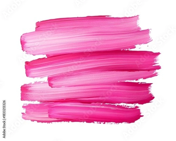 Obraz Several broad, vibrant pink paint strokes layered horizontally across a white background.