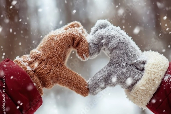 Obraz Love Symbol Heart Hands Outdoor in Winter