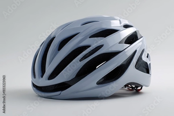 Obraz Light-gray bicycle helmet, angled view