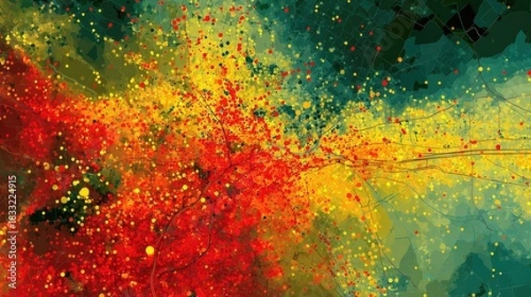 Obraz Colorful abstract map, vibrant points, spread