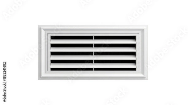Fototapeta White rectangular air vent with horizontal slats isolated on transparent background