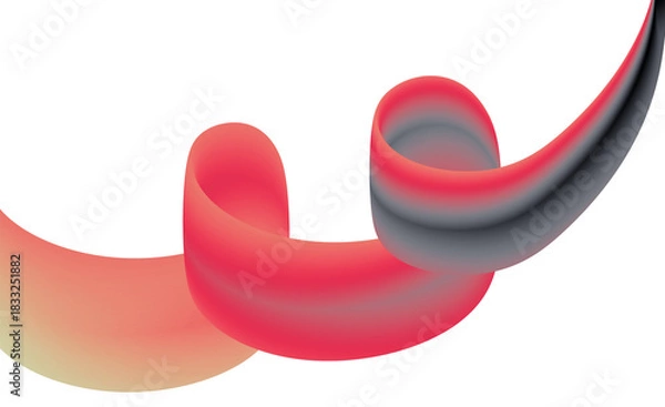 Fototapeta Abstract 3d flowing ribbon with red and black gradient, modern fluid wave shape