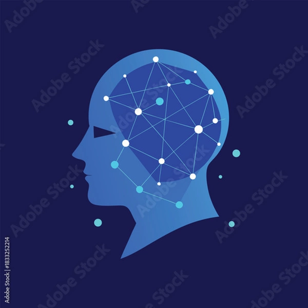 Fototapeta Abstract Representation of Neural Network and Brain Activity, Illustrating Artificial Intelligence and Cognitive Processes