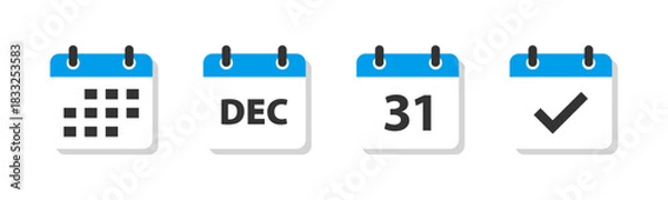 Obraz December 31 calendar icon set