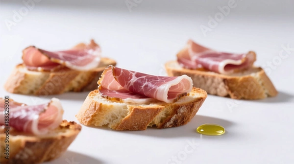 Obraz crostini with prosciutto isolated on white background