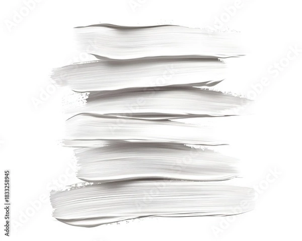 Fototapeta Stack of thick, textured white paint strokes layered vertically against a bright backdrop