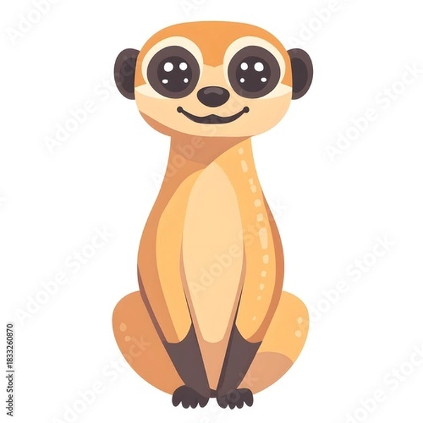 Fototapeta Cute cartoon depiction of a small mammal sitting upright with large eyes