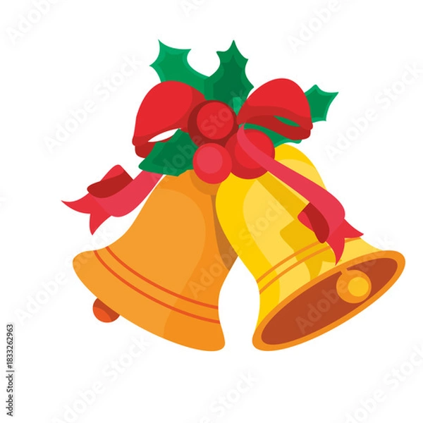 Obraz Christmas bells mistletoe cartoon