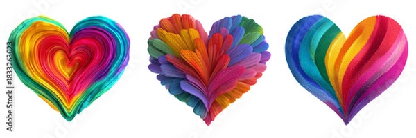 Obraz Set of A vibrant papercut heart made from layered colored sheets on transparent png background. Ai generated