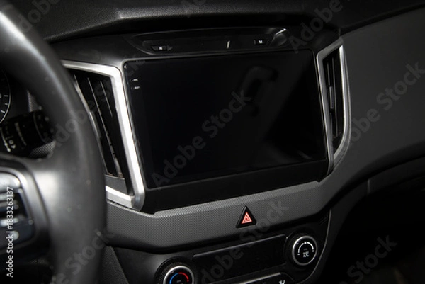 Fototapeta Car audio system. Installing the audio system on the car.