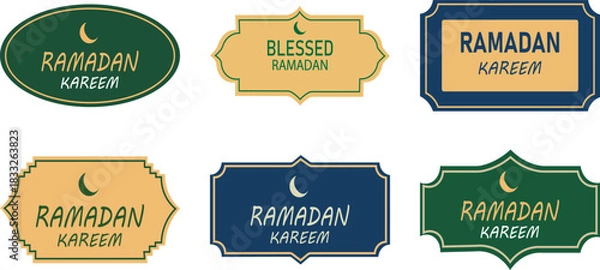 Obraz Set of six Ramadan Kareem label designs in various colors and shapes