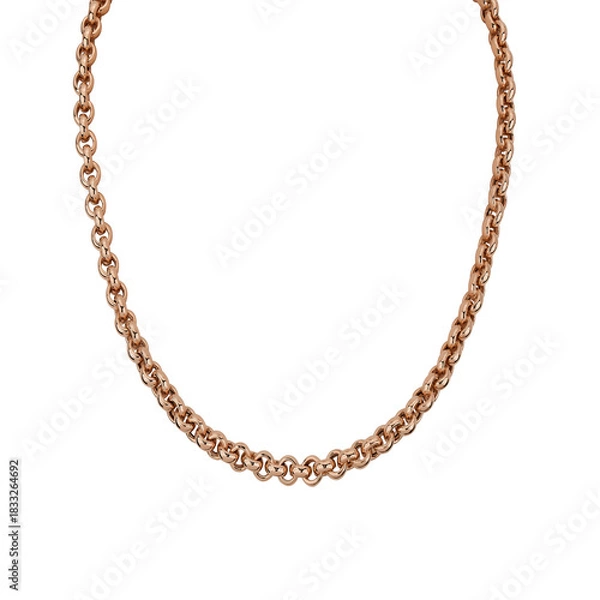 Obraz Chain-necklace-circle chain-rope chain-gold chain-gold coil chain-hanging-men's chain-modern-stylish-fashionable-brown-white background