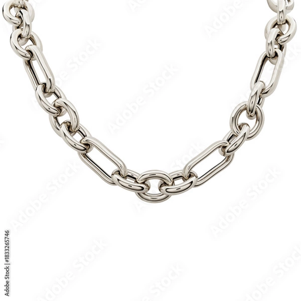 Obraz Chain-necklace-circle chain-rope chain-gold chain-hanging-men's chain-modern-stylish-fashionable-white background.