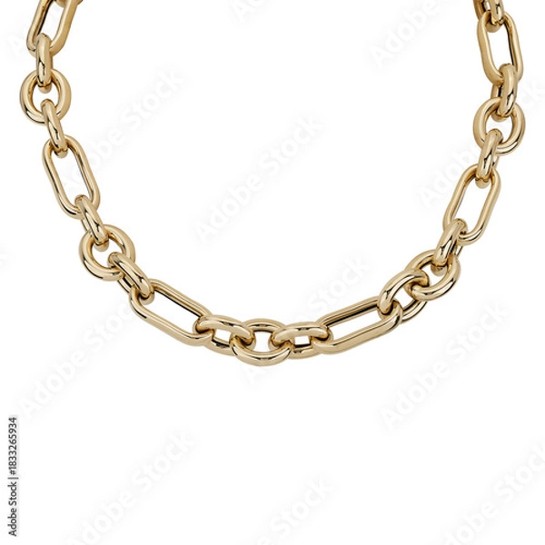Obraz Chain-necklace-circle chain-rope chain-gold chain-gold coil chain-hanging-men's chain-modern-stylish-fashionable-white background