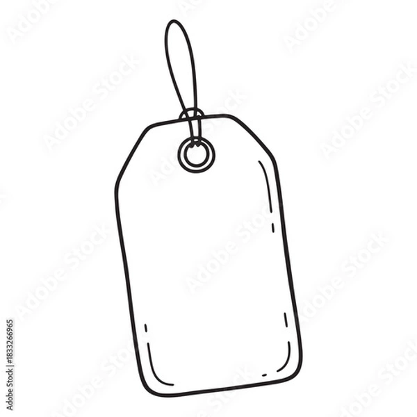 Obraz Isolated Hanging Tag Black and White Clipart Blank Label Design for Pricing Gifts Merchandise and Store Sale Promotion