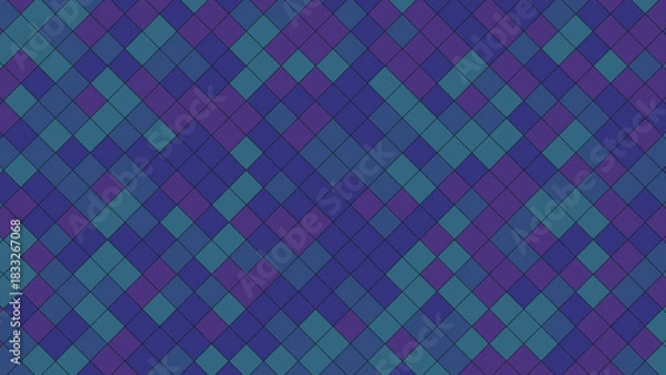 Fototapeta Abstract diamond pattern background with teal purple and blue tones creating a geometric mosaic design