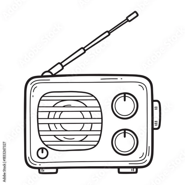 Obraz Vintage Radio Vector Retro Entertainment Illustration Old Fashioned Broadcast Receiver Antique Radio Design Station