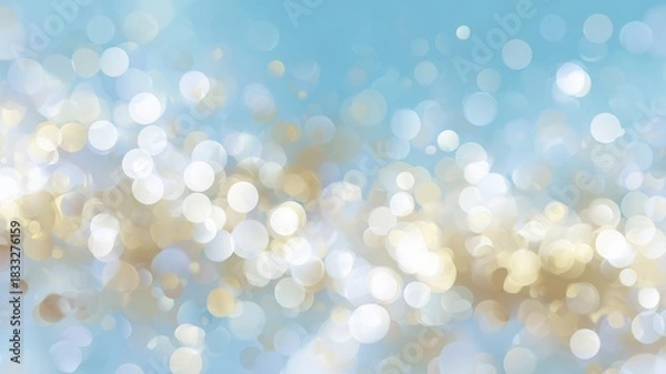 Obraz Soft blue and white bokeh sparkle abstract. Artificial intelligence image
