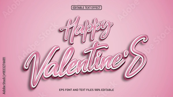 Obraz Happy Valentines day 3D style Editable text effect 