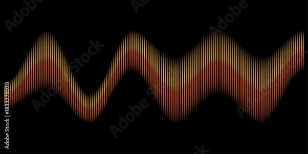 Fototapeta Abstract Sound Wave Equalizer Background. Vibrant Orange and Yellow Digital Audio Visualization on Black