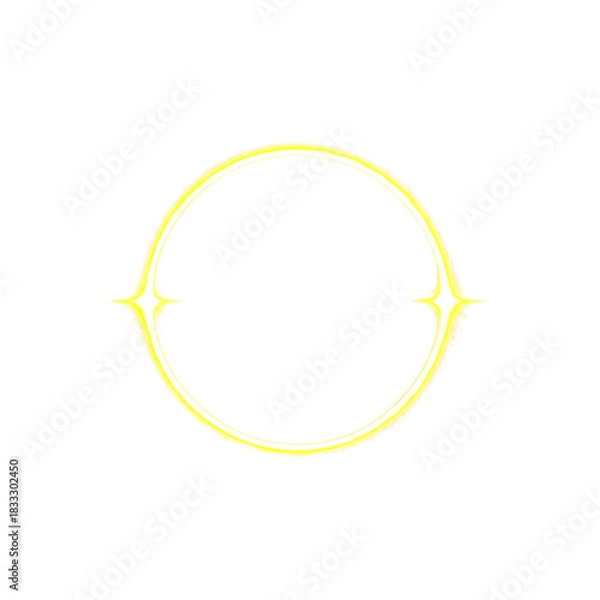 Obraz Abstract glowing orange and yellow ring with sharp horizontal light flares on a Transparent Background