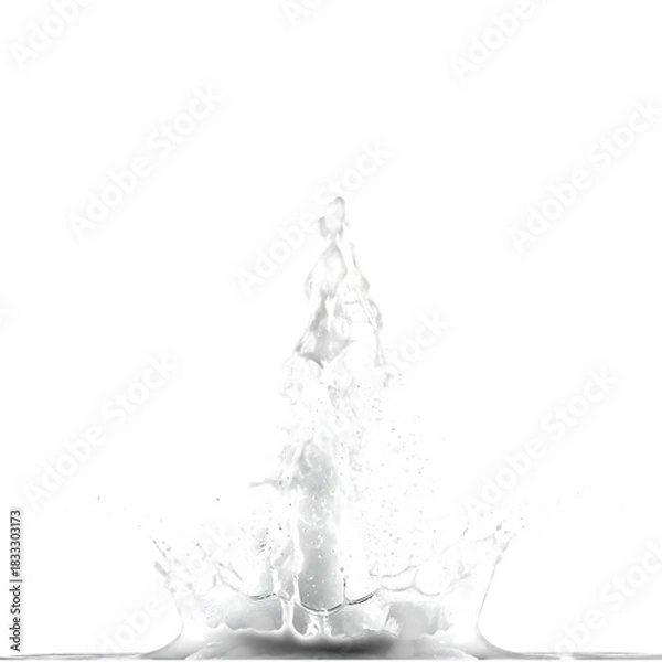 Obraz Dynamic White Milk Splash Erupting Upwards in a High-Speed Crown Shape Isolated on Transparent Background