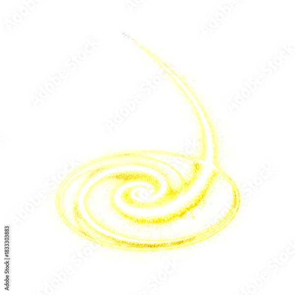 Obraz Vibrant Yellow Swirling Energy Vortex with Sparkling Trail on Transparent Background Isolated Abstract Graphic
