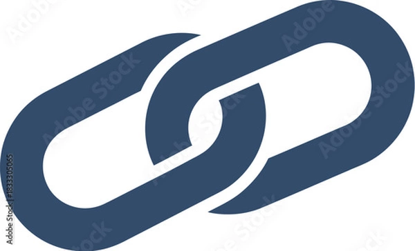 Obraz Two interlocking dark blue chain links symbolize connection and strength