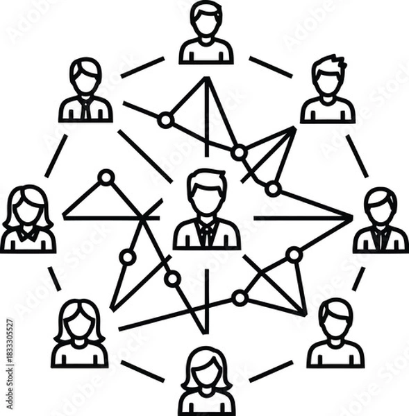 Obraz Diverse group of people connected in a network, representing teamwork and collaboration.