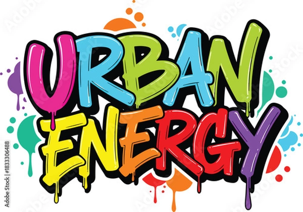 Obraz vibrant solid color urban energy graffiti text effect vector design