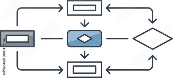 Obraz Abstract flowchart illustrating a process with interconnected steps and decisions.
