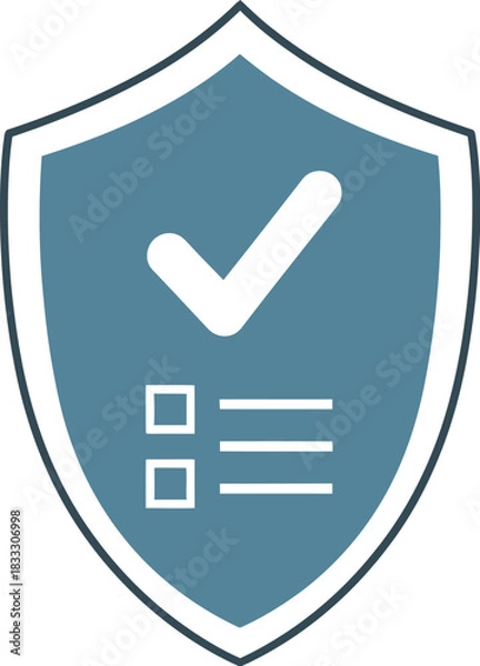 Obraz Shield with checkmark and checklist symbolizing security and approved status