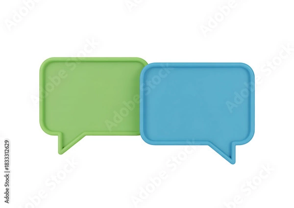 Fototapeta Two 3d speech bubble icons for social media chat application message or comment notifications on transparent background