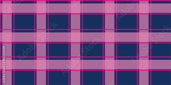 Obraz Bright pink and navy blue tartan seamless pattern with classic checkered design. Colorful plaid fabric texture suitable for textile prints, fashion apparel, wrapping paper, digital backgrounds.