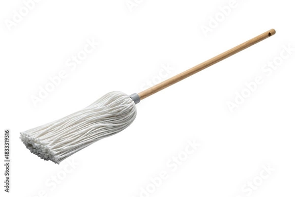 Fototapeta Classic string mop with wooden handlecleaning equipment on transparent background